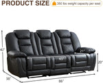Black Premium Faux Leather Motorized Reclining Sofa
