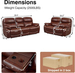 Brown Fullgrain Leather Powered Recliner Sofa Unit