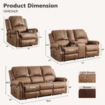 Brown Electric Faux Leather Reclining Sofa Massage
