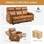 Power Reclining Sofa Brown PU Leather Independent Backrests