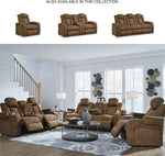 Light Brown Premium Faux Leather Power Recliner Sofa