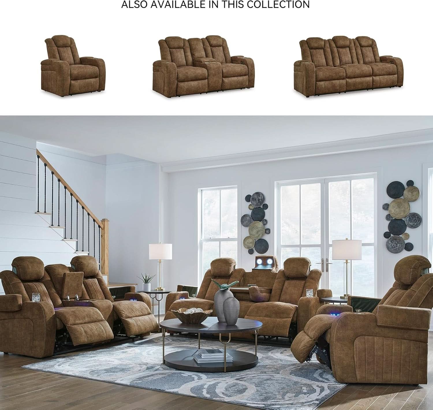 Light Brown Premium Faux Leather Power Recliner Sofa