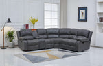 Bonded Leather Sectional Sofa Grey Power Reclining