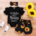 SunnyBloom™ – 3-Piece Baby Girl Sunflower Outfit