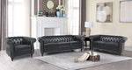 Black Faux Leather Chesterfield Sofa Set 3 Seater Loveseat