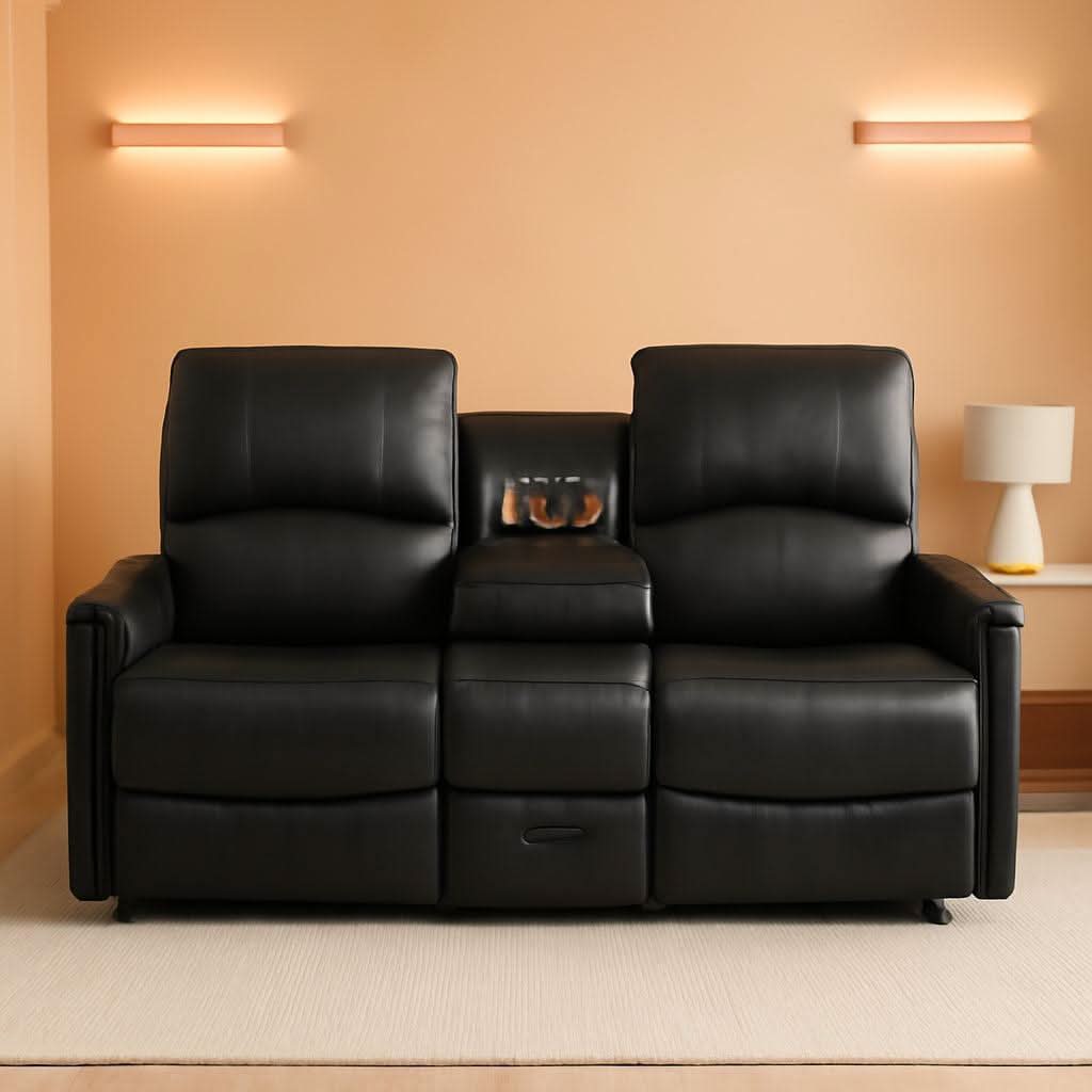 Manual Reclining Two Seater PU Leather Sofa Premium