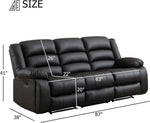 Black Faux Leather Manual Recliner Sofa Cupholders