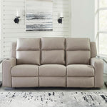 Contemporary Faux Leather Manual Recliner Sofa Beige