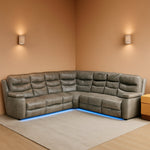 Breathing Leather Power Recliner Sectional Sofa USB