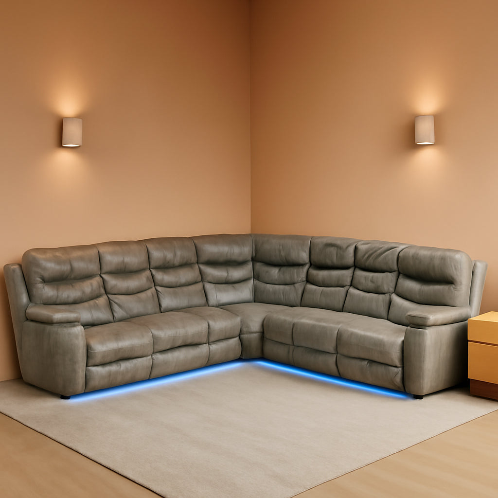 Breathing Leather Power Recliner Sectional Sofa USB