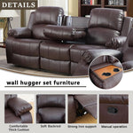 Leather Recliner Sofa Set Brown 3 Seater And Loveseat