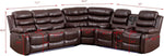Brown PU Leather Reclining Sectional Sofa USB Chargers