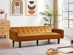 Brown PU Full Grain Leather SpaceSaving Three Seater Sofa