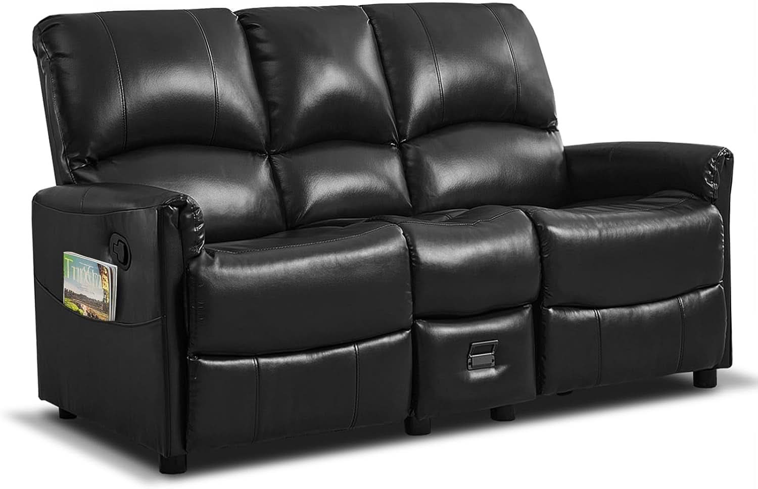 Manual Reclining Two Seater PU Leather Sofa Premium