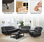 Leather Sofa and Loveseat Set for Living Room Black Leather Furniture