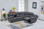 Bonded Leather Sectional Sofa Grey Power Reclining