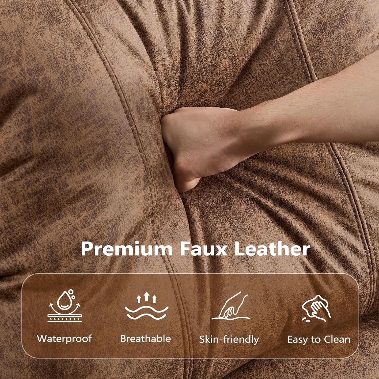 Brown Electric Faux Leather Reclining Sofa Massage