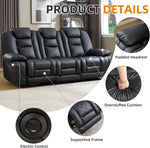 Black Premium Faux Leather Motorized Reclining Sofa