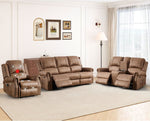 Brown Electric Faux Leather Reclining Sofa Massage