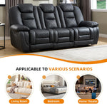Black Premium Faux Leather Motorized Reclining Sofa