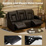Black Leather Upholstered Manual Recliner Sofa Set