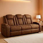 Light Brown Premium Faux Leather Power Recliner Sofa
