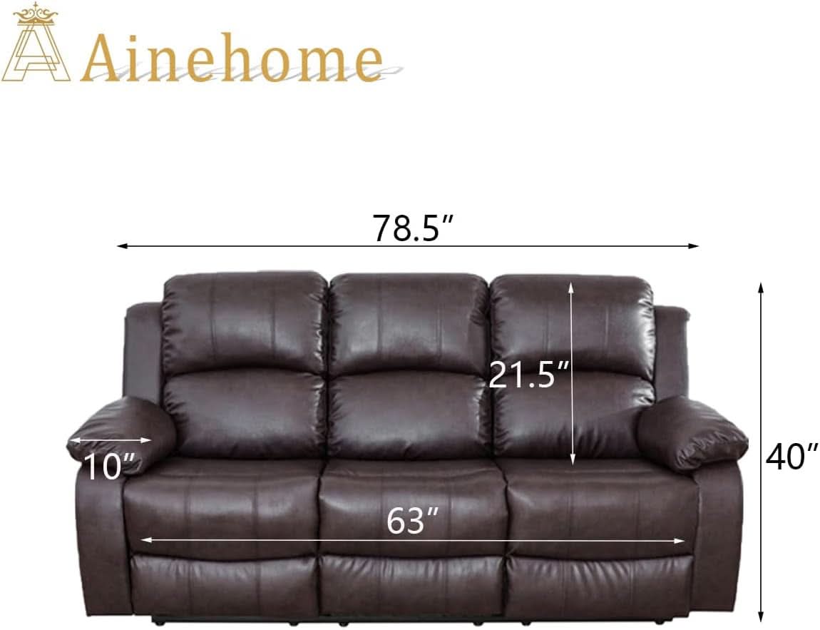 Leather Recliner Sofa Set Brown 3 Seater And Loveseat