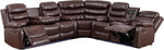 Brown PU Leather Reclining Sectional Sofa USB Chargers