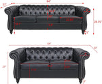 Black Faux Leather Chesterfield Sofa Set 3 Seater Loveseat