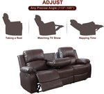 Leather Recliner Sofa Set Brown 3 Seater And Loveseat