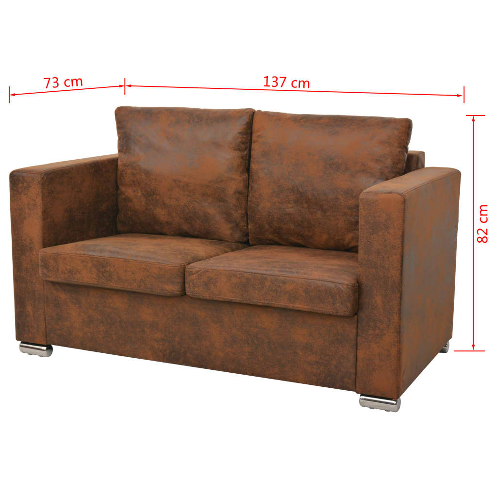 NNEVL 2-Seater Sofa 137x73x82 cm Artificial Suede Leather