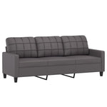 NNEVL 3-Seater Sofa Grey 180 cm Faux Leather