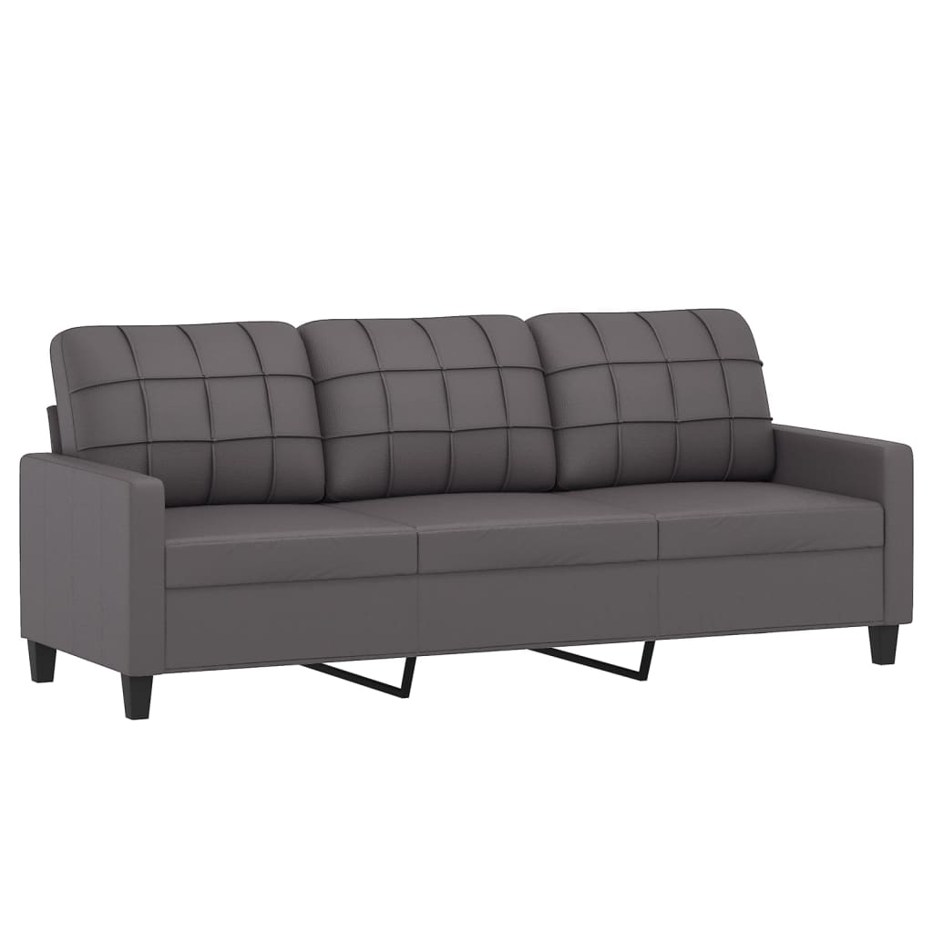 NNEVL 3-Seater Sofa Grey 180 cm Faux Leather
