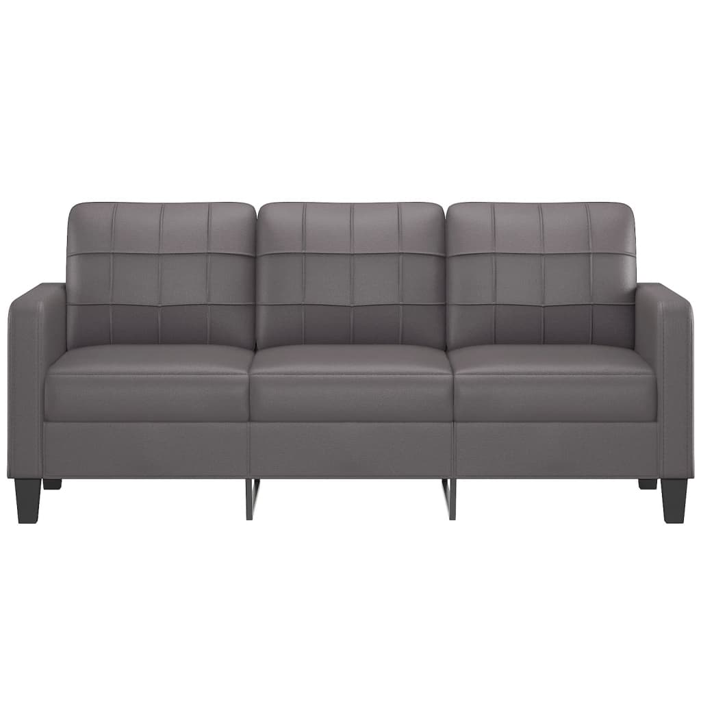 NNEVL 3-Seater Sofa Grey 180 cm Faux Leather