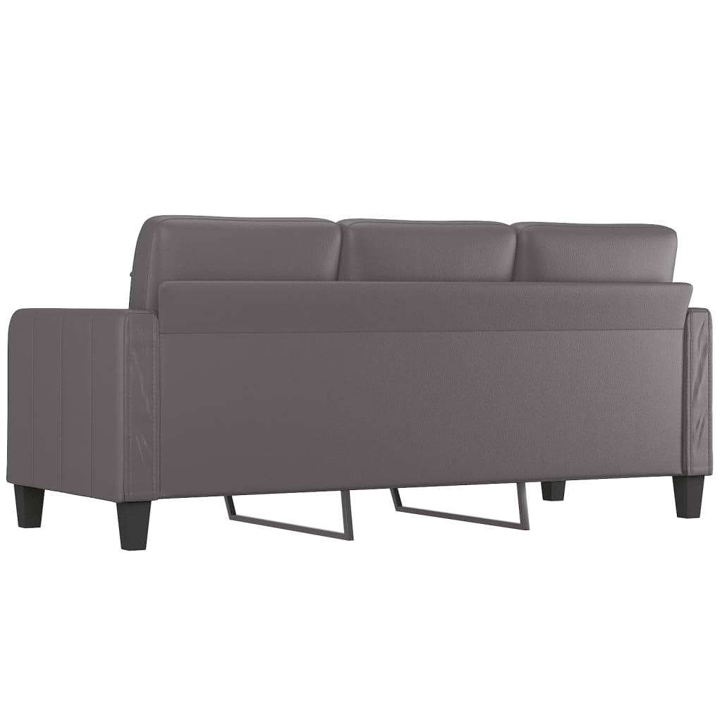 NNEVL 3-Seater Sofa Grey 180 cm Faux Leather