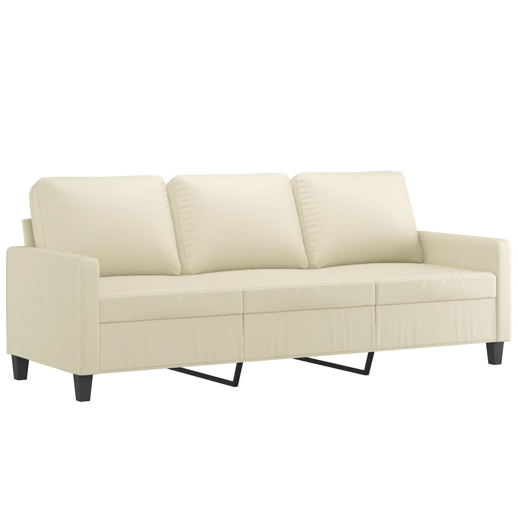 NNEVL 3-Seater Sofa Cream 180 cm Faux Leather