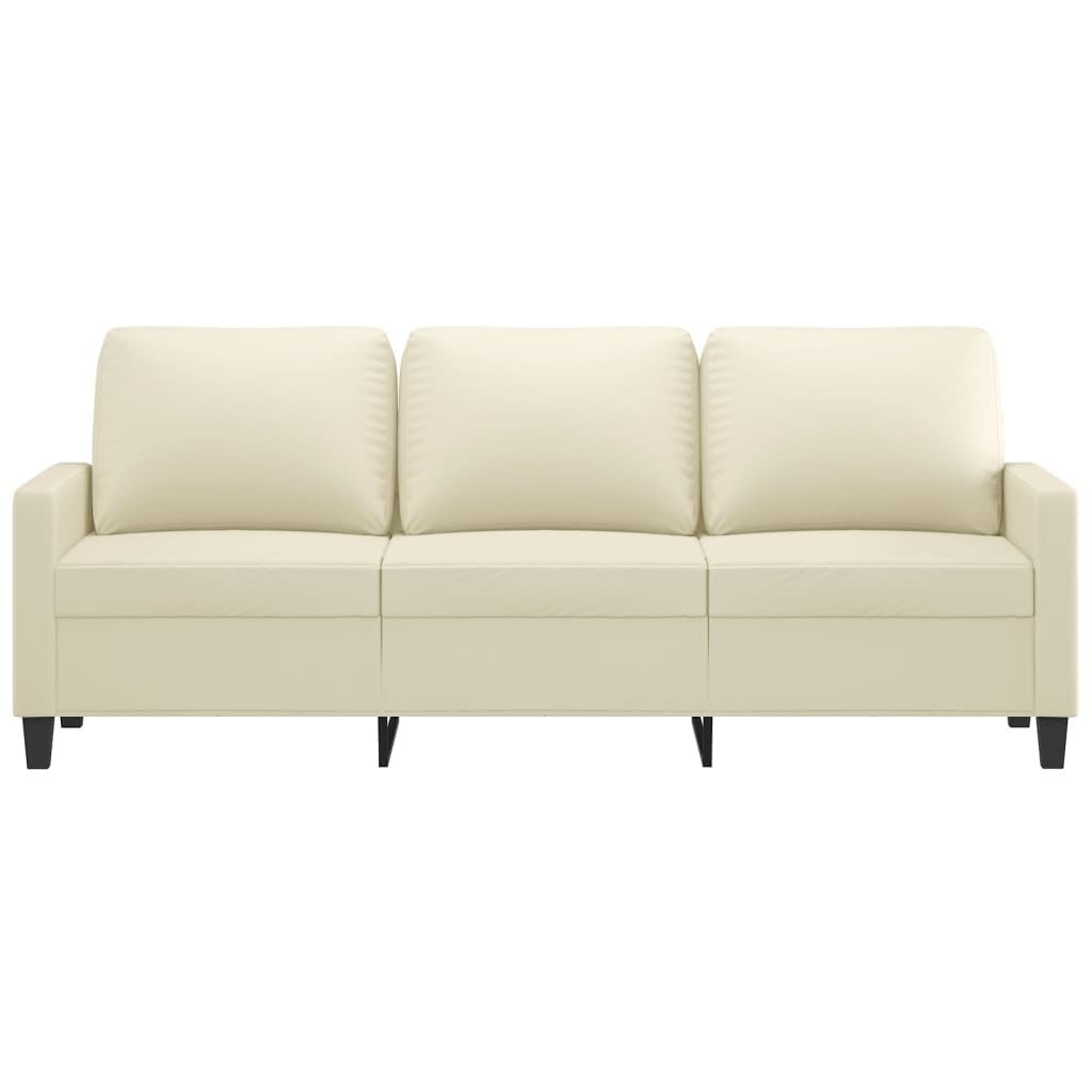 NNEVL 3-Seater Sofa Cream 180 cm Faux Leather