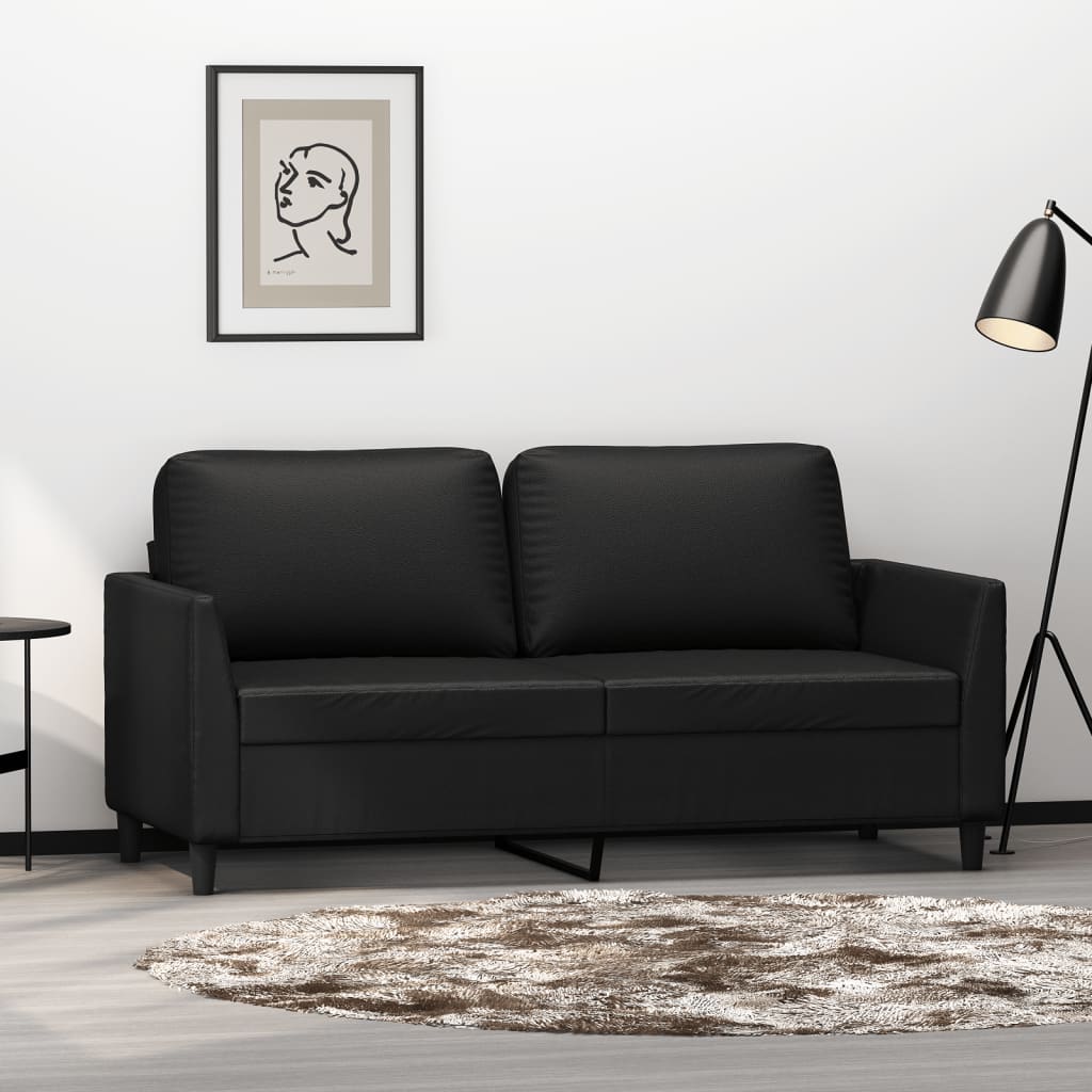 NNEVL 2-Seater Sofa Black 140 cm Faux Leather