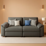 Grey Oversized Loveseat Faux Leather Upholstered Sofa