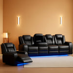 Black Luxurious Leather Power Reclining Sectional Sofa