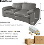 Grey Oversized Loveseat Faux Leather Upholstered Sofa
