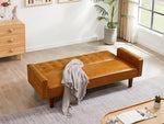 Brown PU Full Grain Leather SpaceSaving Three Seater Sofa