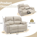 Manual Leather Loveseat Recliner Sofa With Pockets