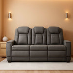 Gray Longlasting Faux Leather Power Reclining Sofa