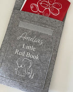 Personalised Red Book cover, designed to protect your child’s health record in a stylish, durable felt finish.