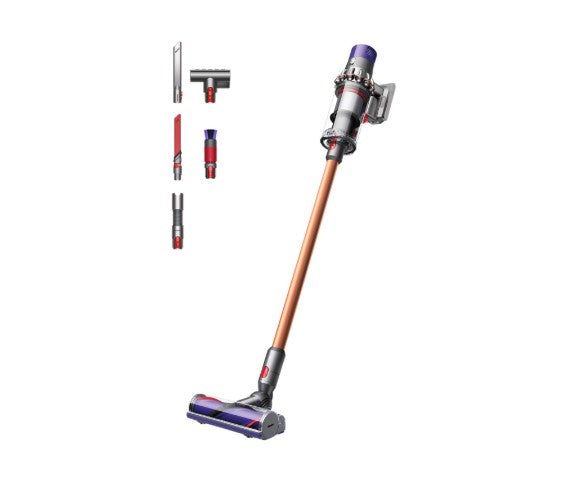 Dyson Cyclone V10 cordless vacuum + Detail cleaning kit The suction power of a corded vacuum with de-tangling technology.¹ With Detail cleaning kit.