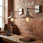 Industrial Satin Nickel Wall Light with Adjustable Shade - E27 Fitting ~5953