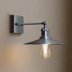 Industrial Satin Nickel Wall Light with Adjustable Shade - E27 Fitting ~5953