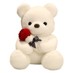 Kawaii Teddy Bear With Roses Plush Toy