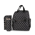 Striped double-shoulder and single-shoulder diaper bag with separate diaper pad and bottle bag, multi-functional maternity and baby travel stroller bag